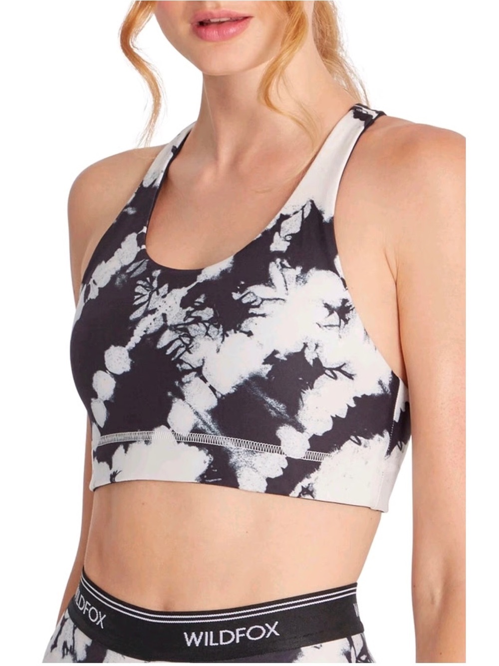 Wildfox Black & White Tie-Dye Racerback Sports Bra (reversible) no size tag